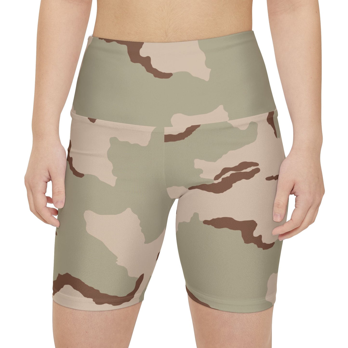 Three-Color Desert Camo High-Rise Bike Shorts _ Concealing Coloration