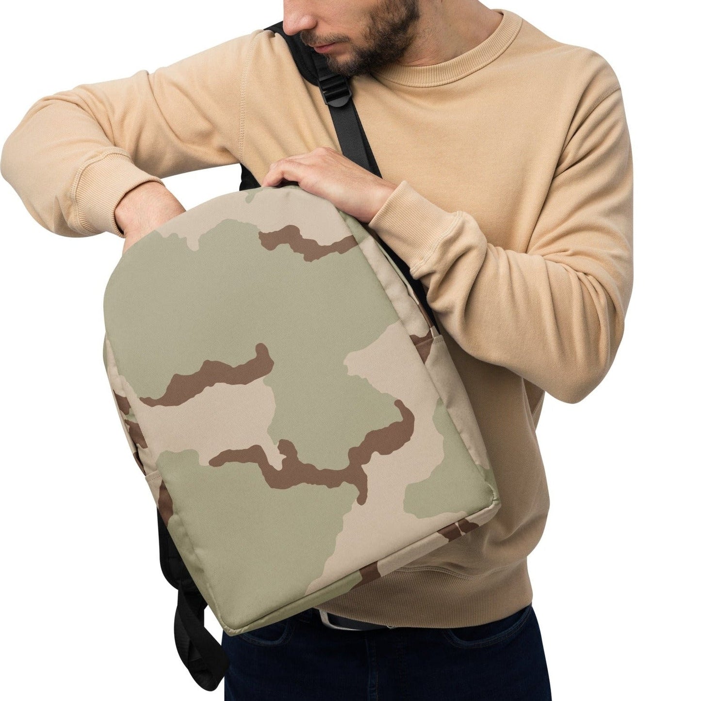 Three-Color Desert Camo Laptop Backpack _ Concealing Coloration