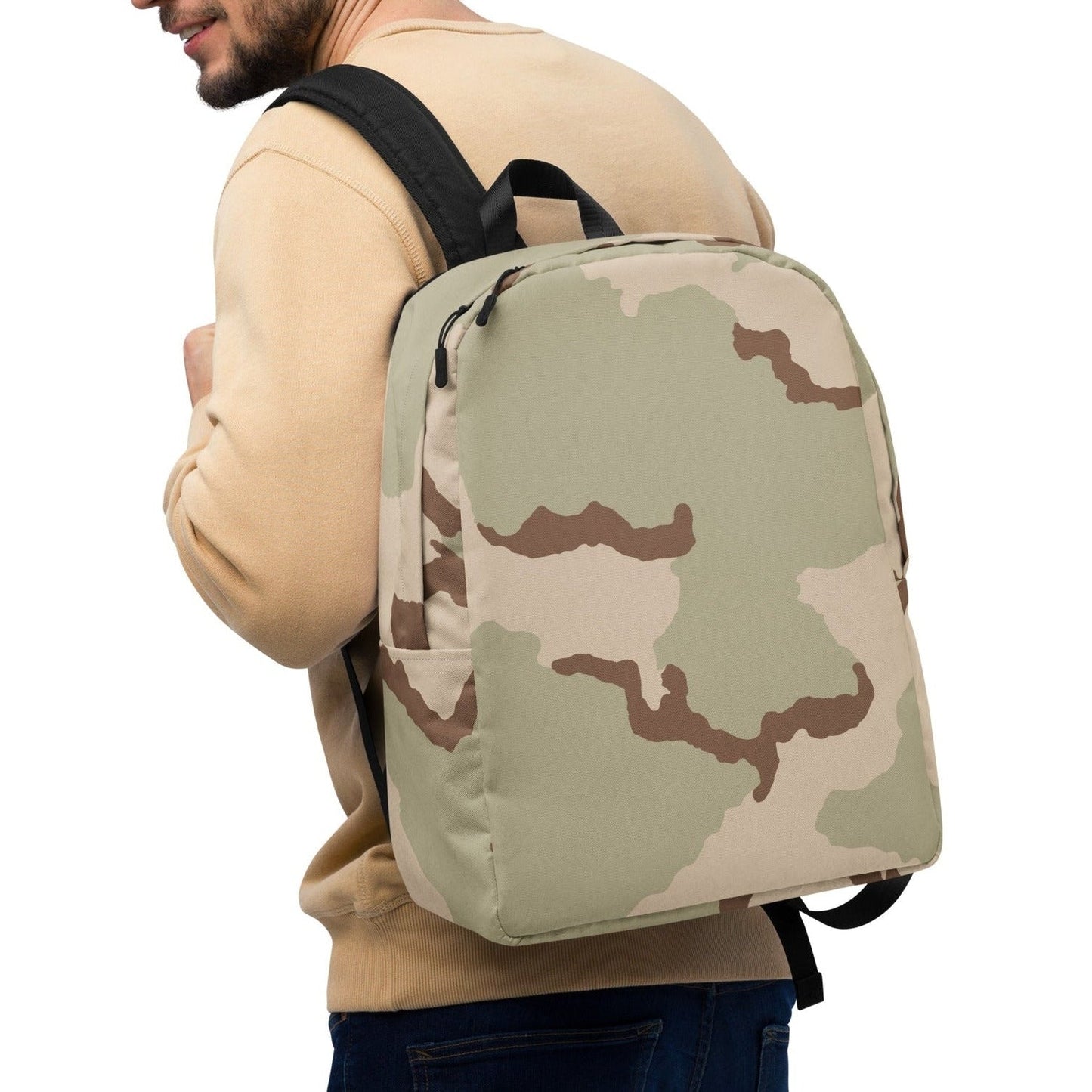 Three-Color Desert Camo Laptop Backpack _ Concealing Coloration