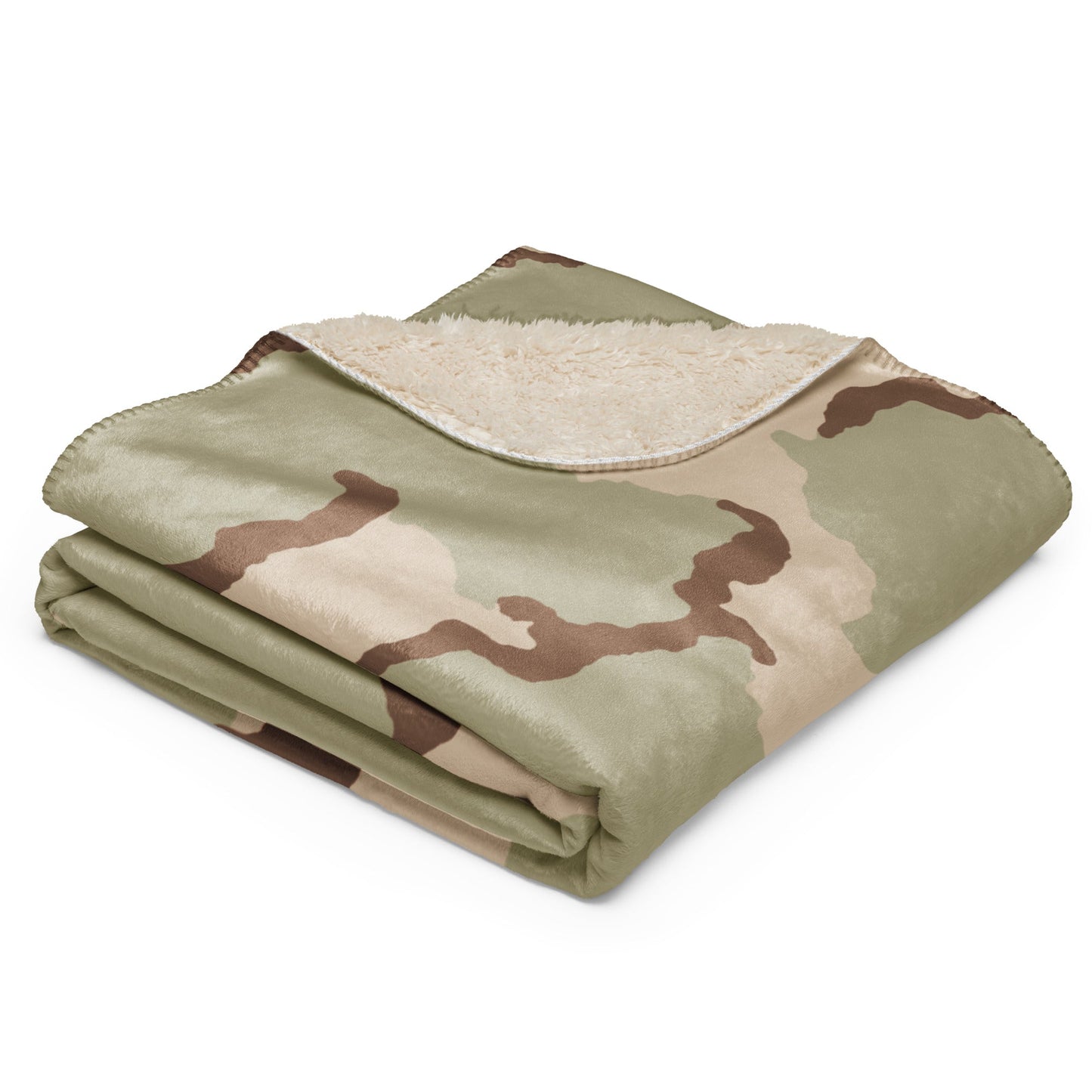 Three-Color Desert Camo Sherpa Blanket 60” × 80” _ Concealing Coloration