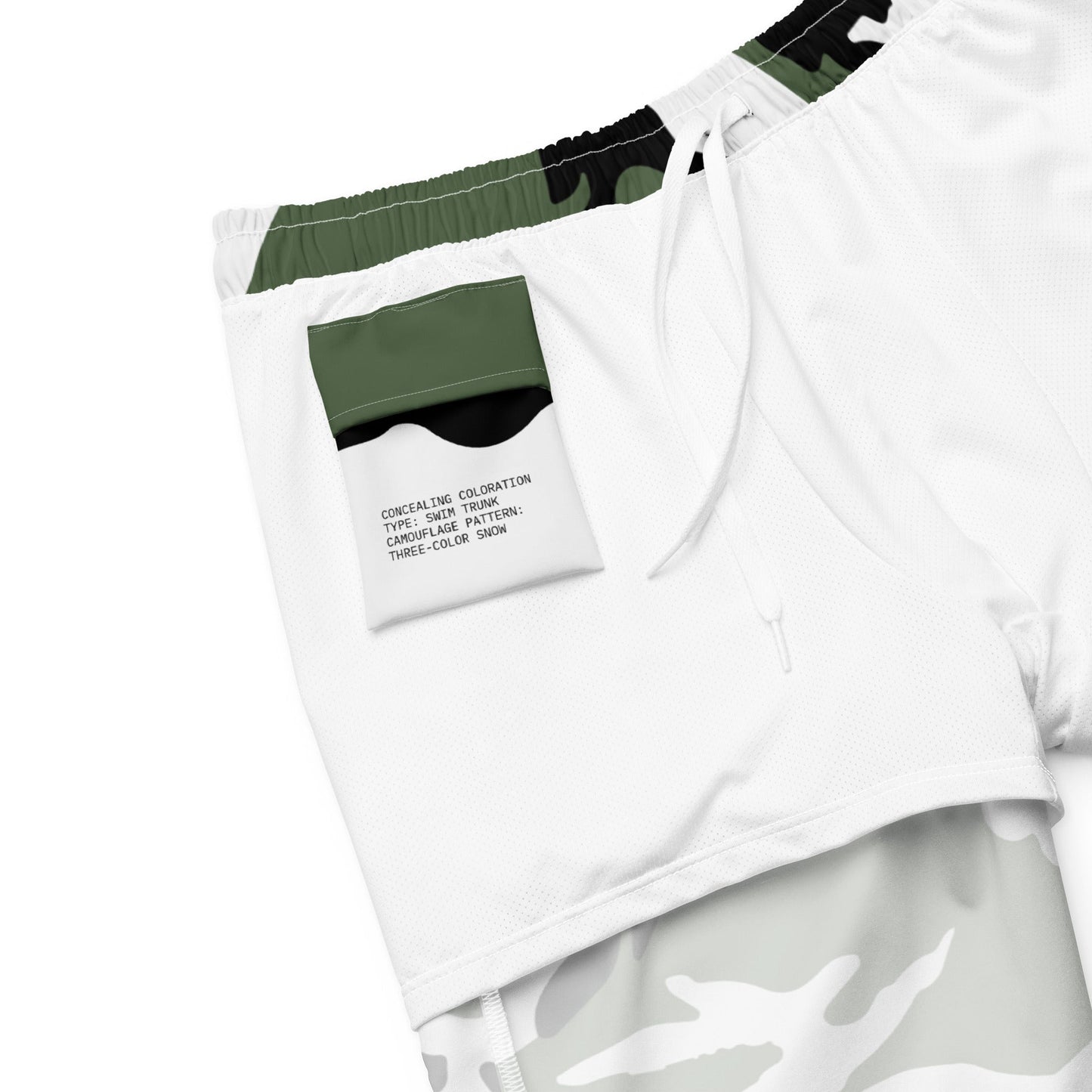 Three-Color Snow Camo Swim Trunks - Concealing Coloration