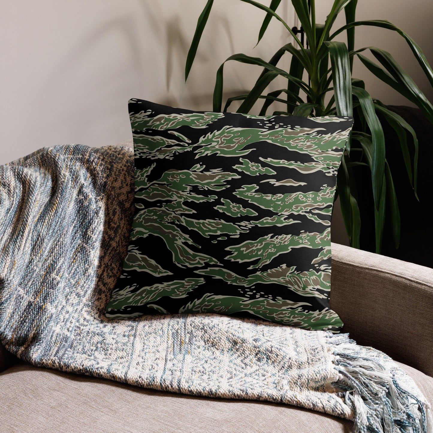 Tiger Stripe LLS Camo 22" Throw Pillow _ Concealing Coloration