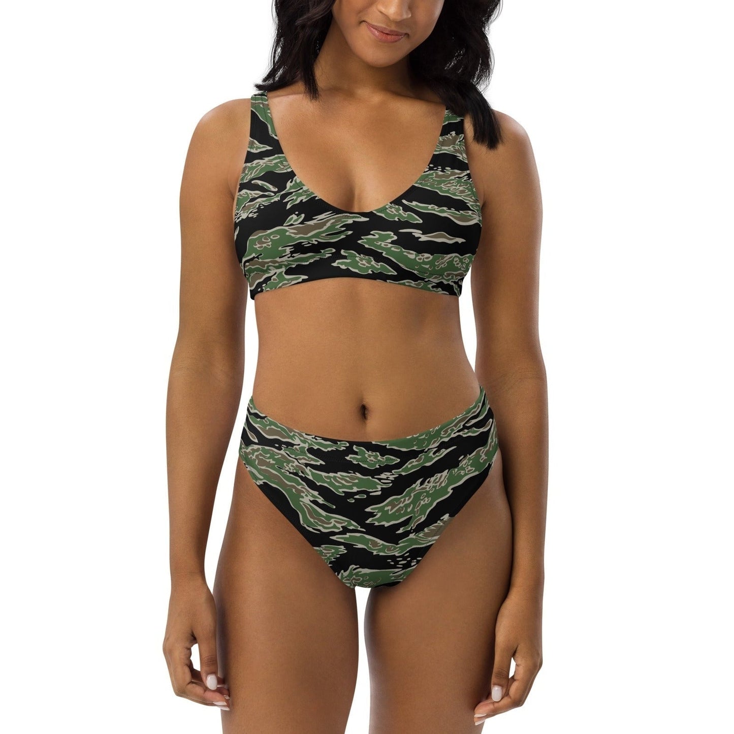 Tiger Stripe LLS Camo High-Waisted Bikini Set _ Concealing Coloration