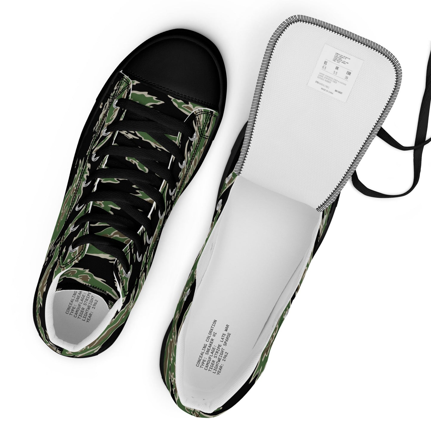 Tiger Stripe LLS Camo Men's Sneaker Hi w/ Black Outsole _ Concealing Coloration