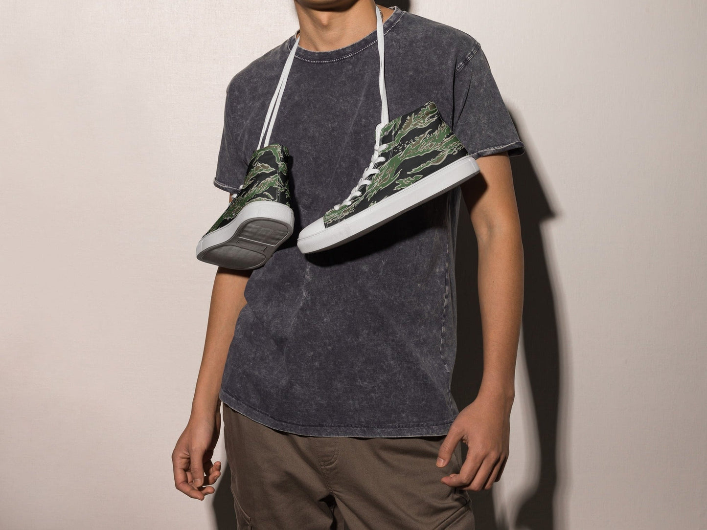 Tiger Stripe LLS Camo Men's Sneaker Hi - White _ Concealing Coloration