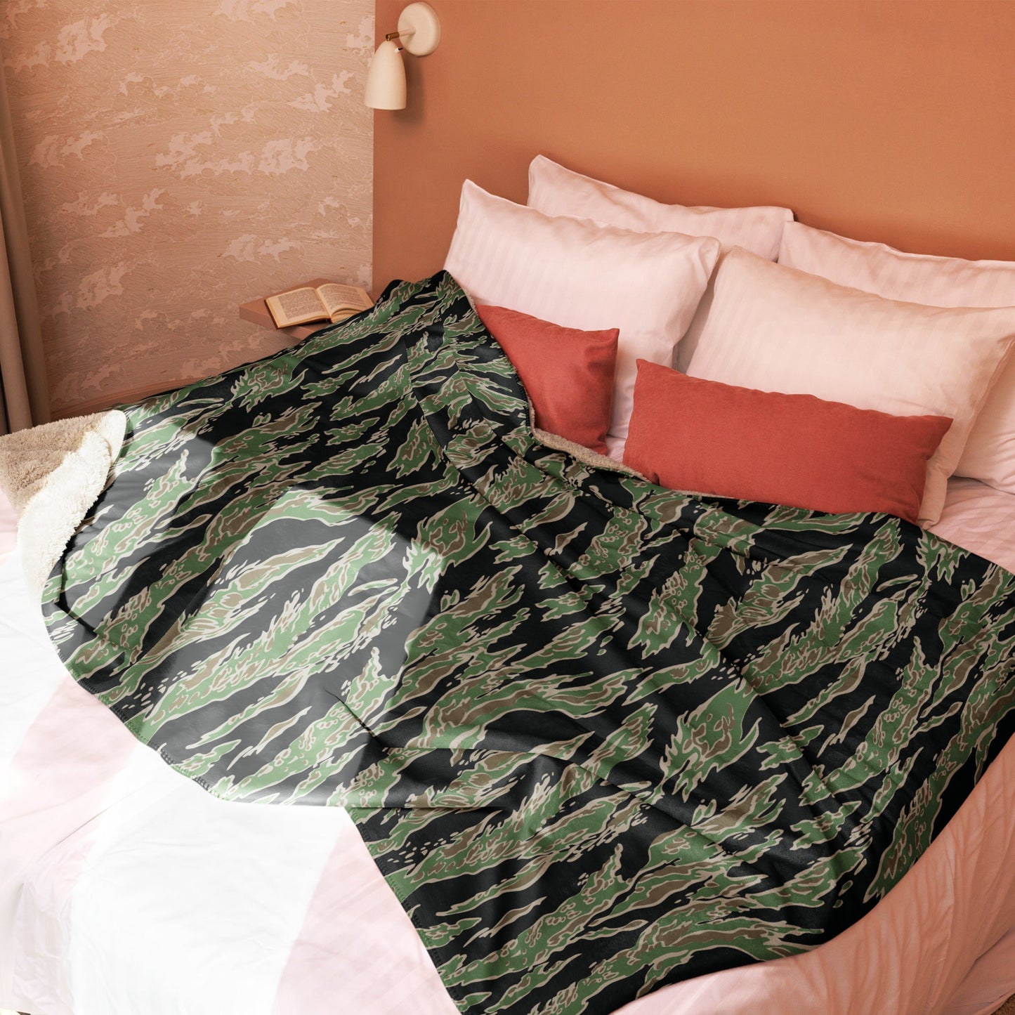 Tiger Stripe LLS Camo Sherpa Blanket 60” × 80” _ Concealing Coloration