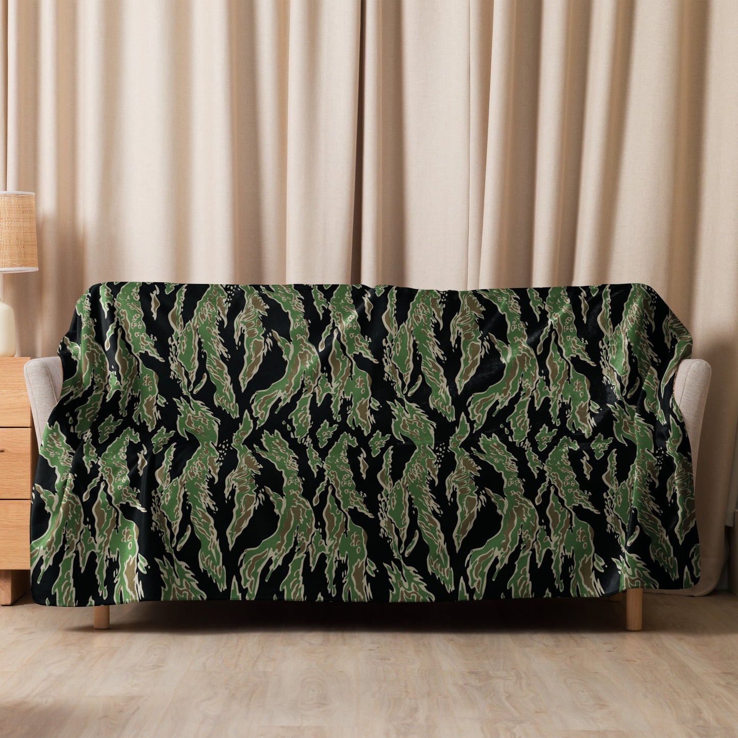 Tiger Stripe LLS Camo Sherpa Blanket 60” × 80” _ Concealing Coloration