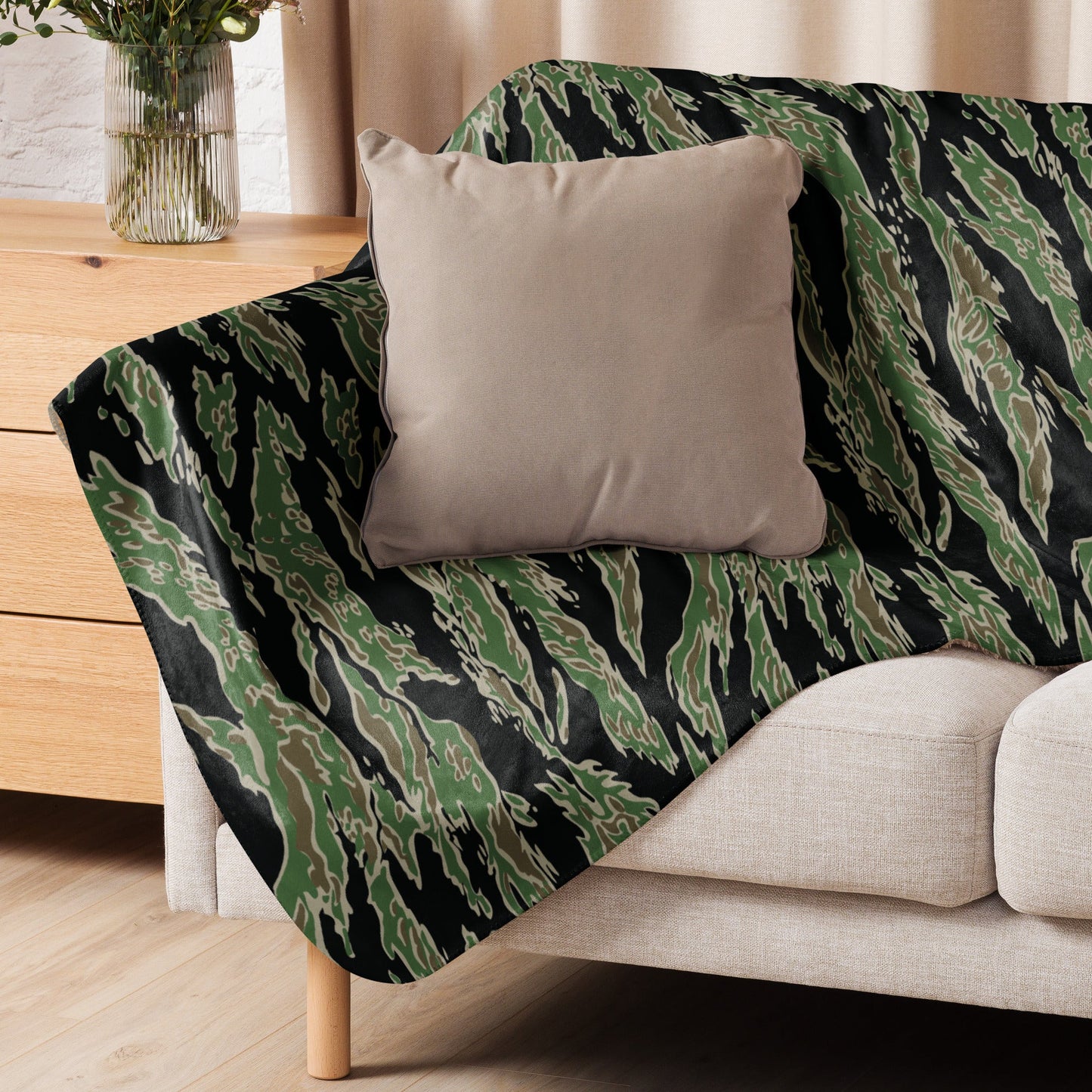 Tiger Stripe LLS Camo Sherpa Blanket 60” × 80” _ Concealing Coloration