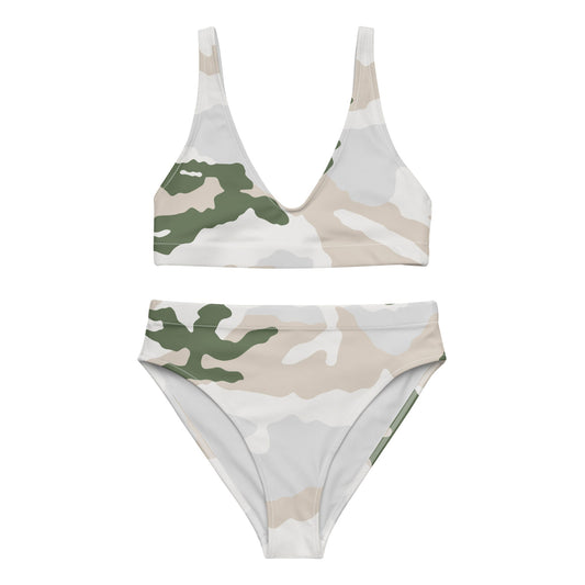 Tundra Alpine Camo High-Waisted Bikini Set - Concealing Coloration