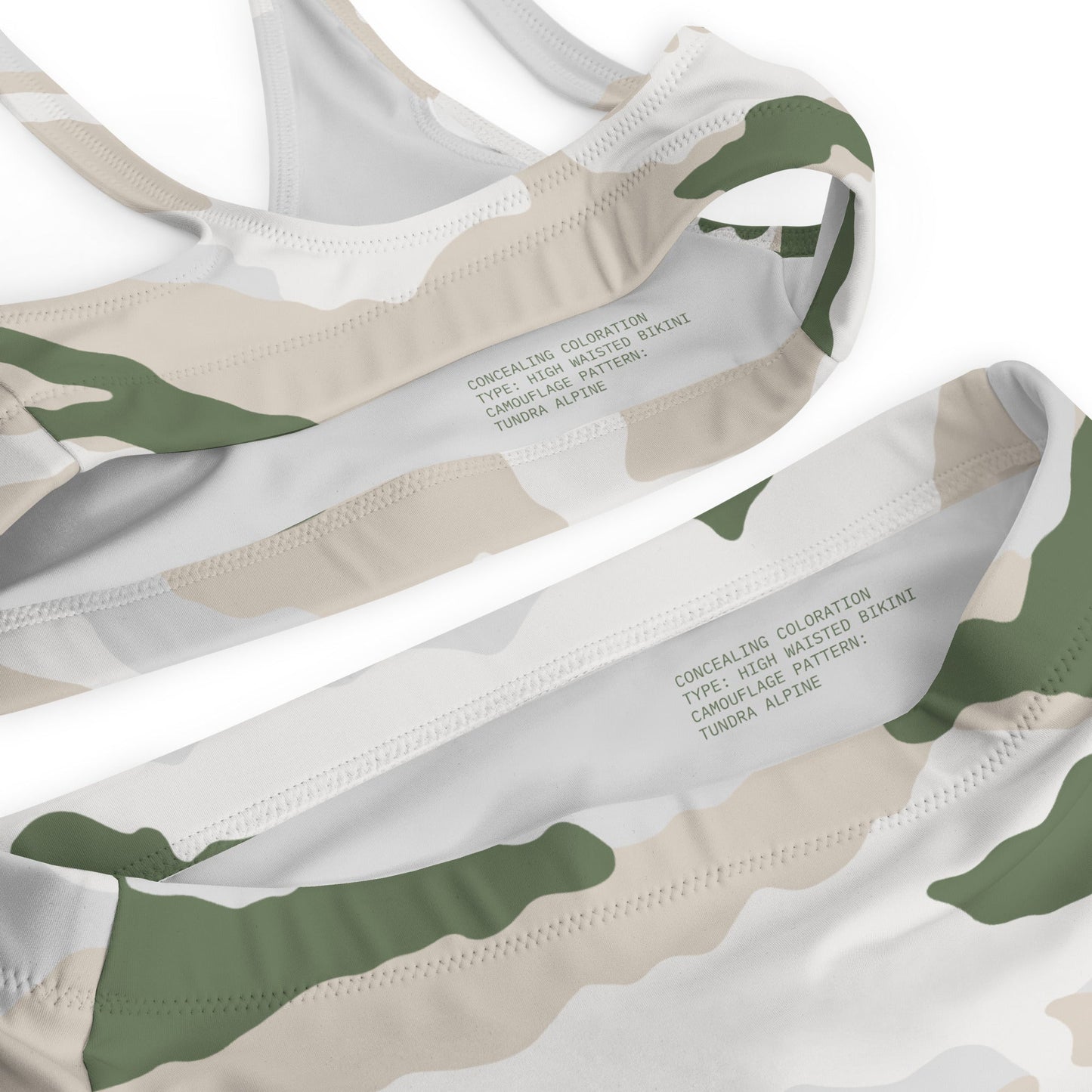 Tundra Alpine Camo High-Waisted Bikini Set - Concealing Coloration