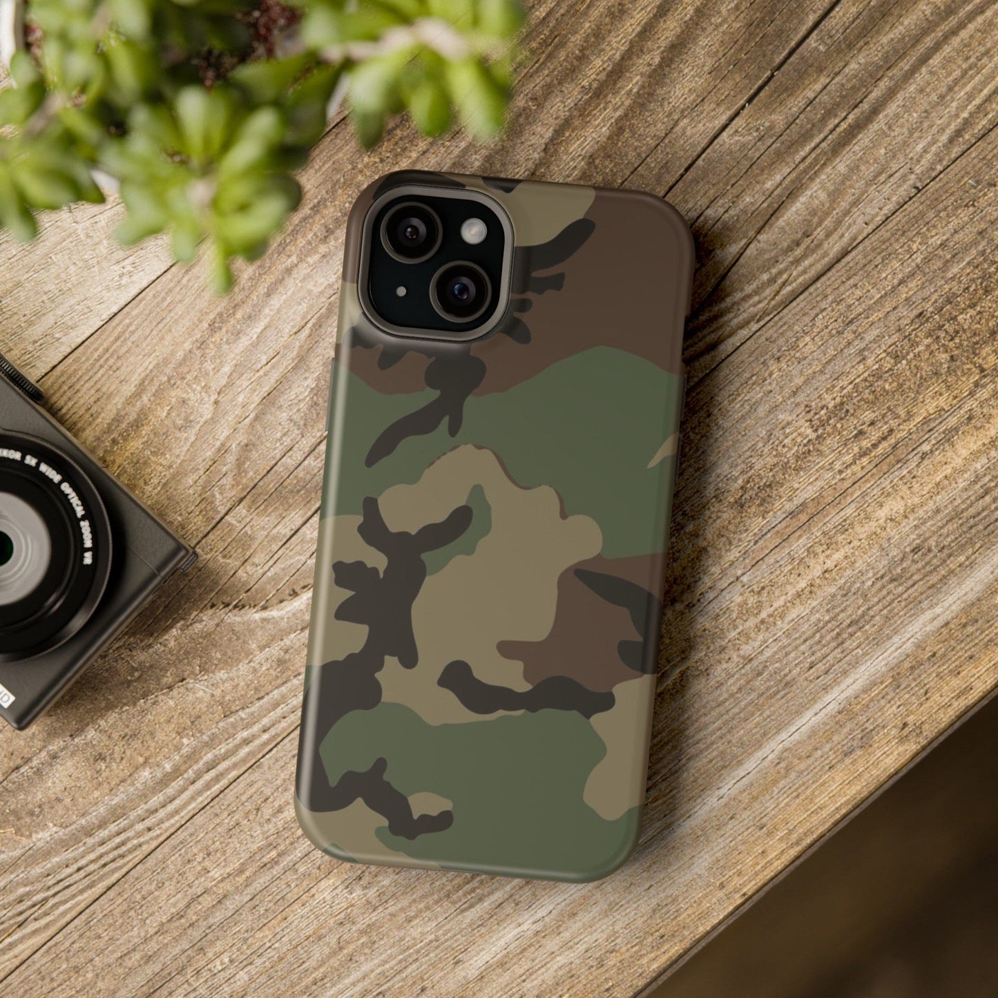 U.S. M81 Woodland Camo Magsafe iPhone 15 Plus Field Case _ Concealing Coloration