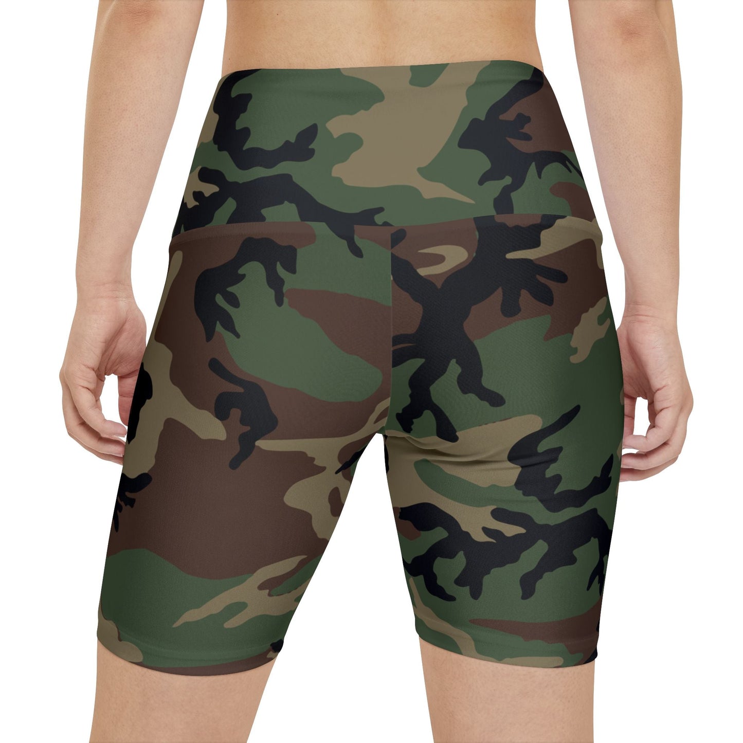 US M81 Woodland Camo High-Rise Bike Shorts _ Concealing Coloration