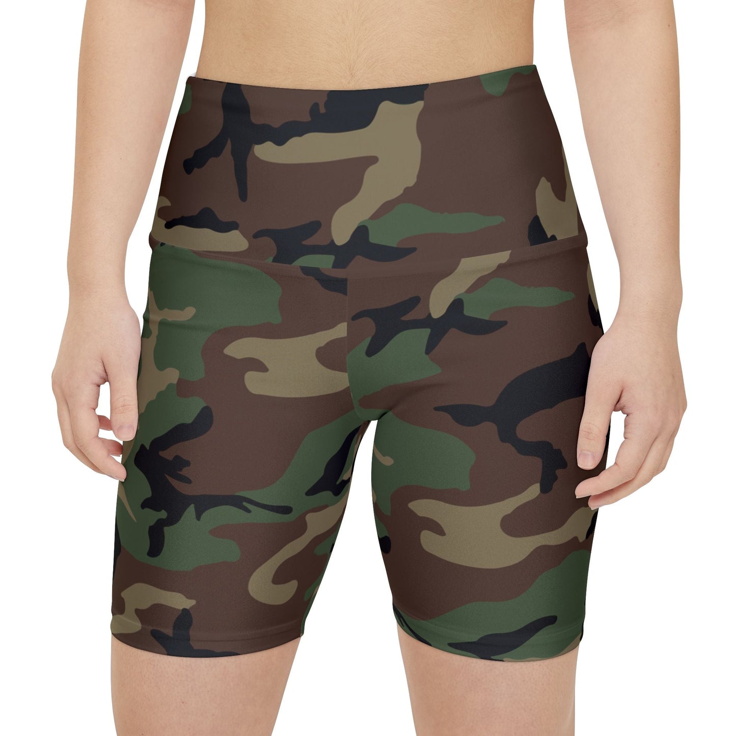 US M81 Woodland Camo High-Rise Bike Shorts _ Concealing Coloration