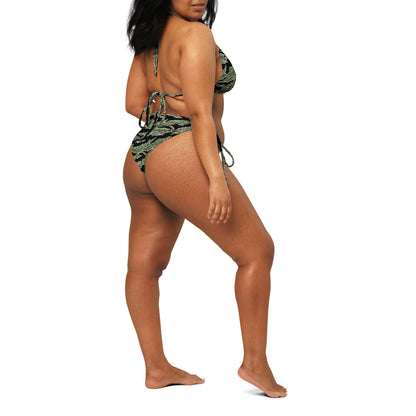 Tiger Stripe LLS Camo String Bikini Set — standing back on-model view, square crop below eyes