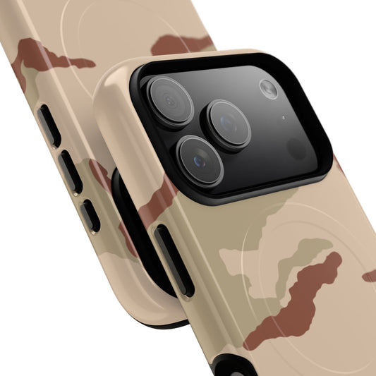 Three-Color Desert Camo MagSafe iPhone 17 Pro Field Case close-up view