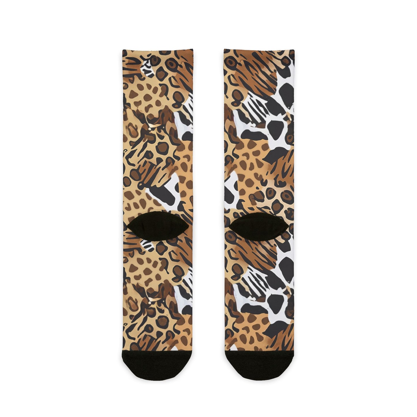 Animals Camouflage tactical socks inspired by MGS, featuring zebra, jaguar, tiger, and giraffe patterns for a stealthy look.