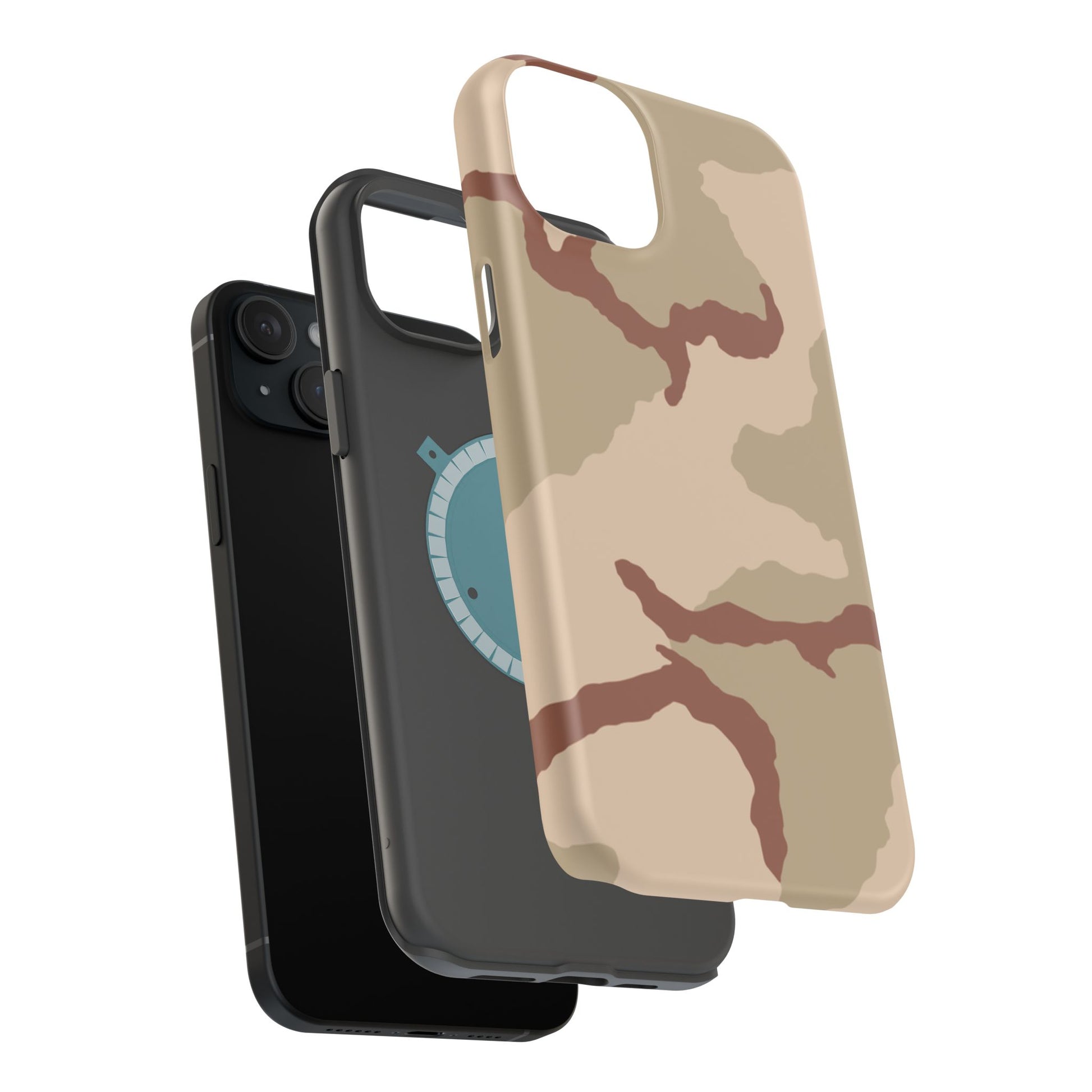 Three Color Desert Camo Magsafe iPhone 15 Plus Field Case _ Concealing Coloration