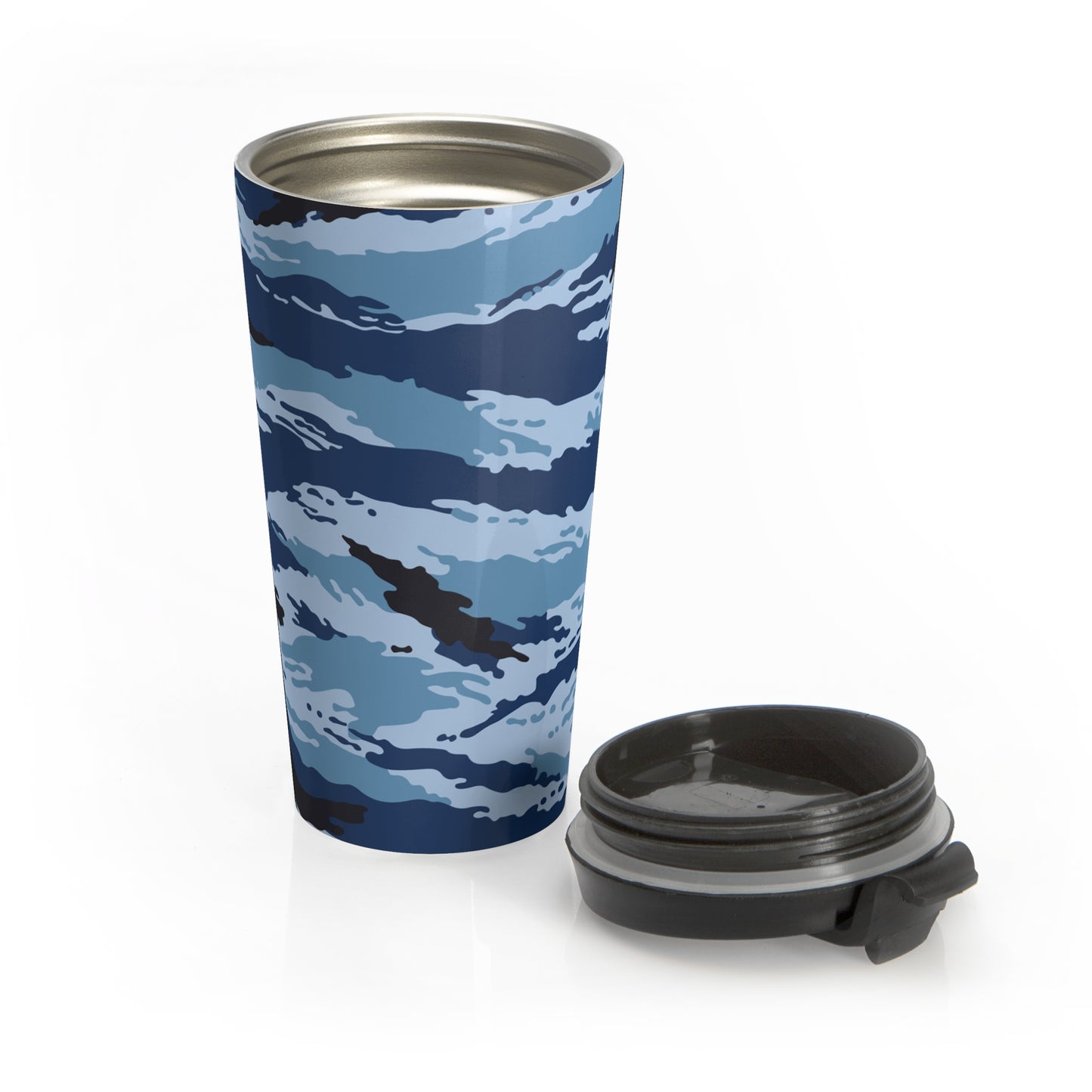 Kamysh Blue Camo Stainless Steel Travel Mug.