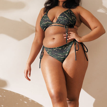 ROC Digital Tiger Stripe Camo String Bikini Set — front on-model view, square crop below eyes