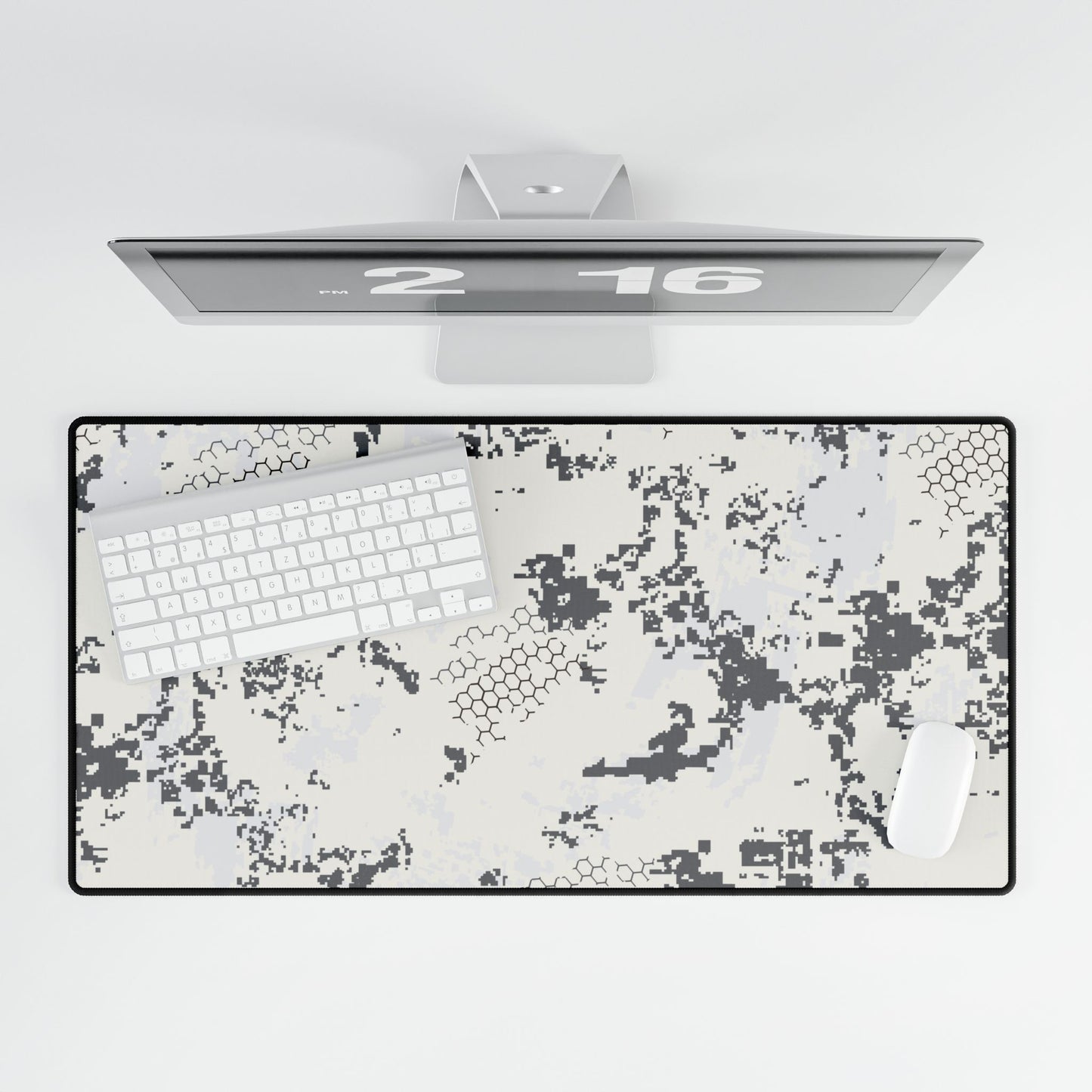 BlindTech Snow Camo Desk Mat - Concealing Coloration