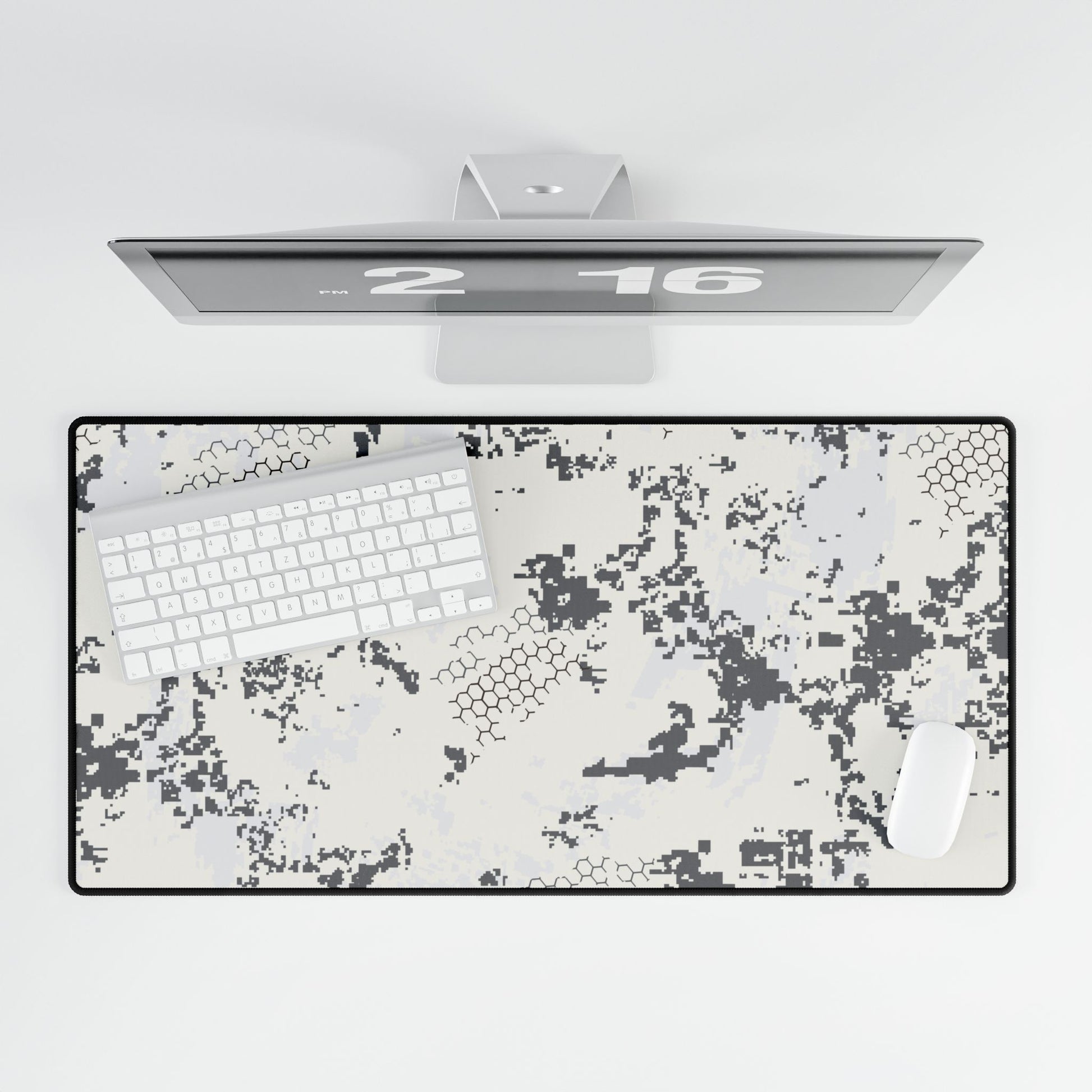 BlindTech Snow Camo Desk Mat - Concealing Coloration