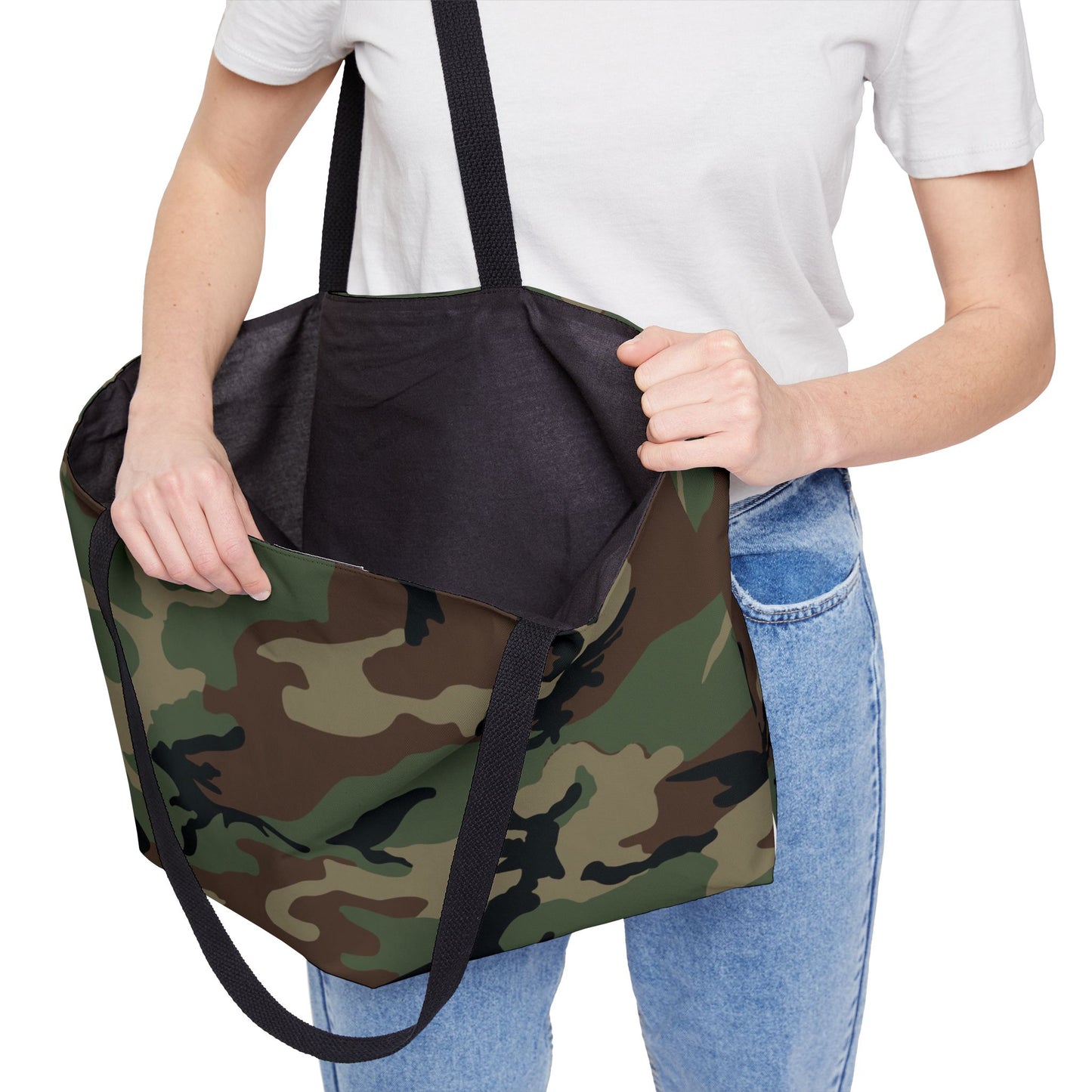 M81 Woodland Camo Horizontal Tote Bag