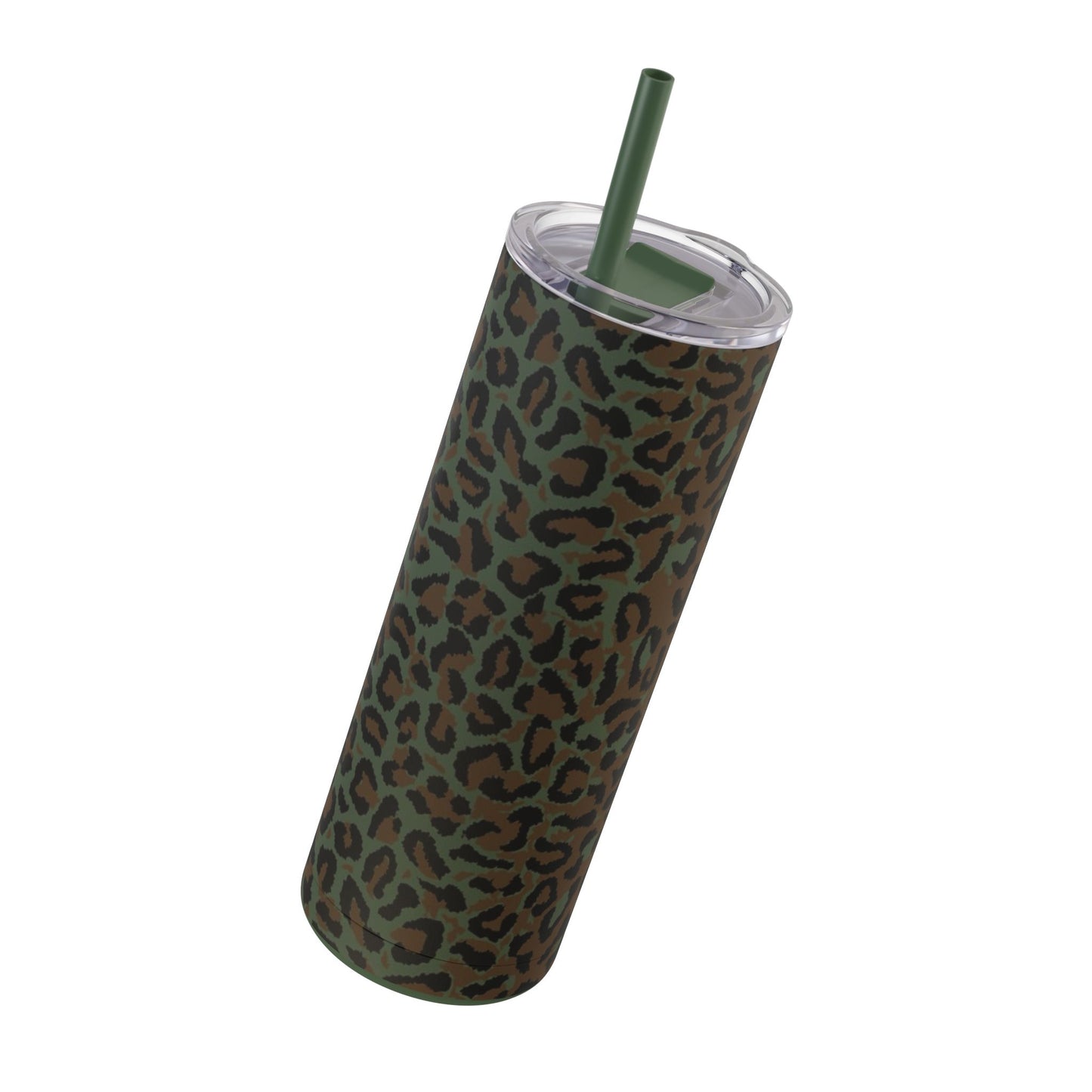 Leopard Spot Camo Skinny 20oz Tumbler with Straw.