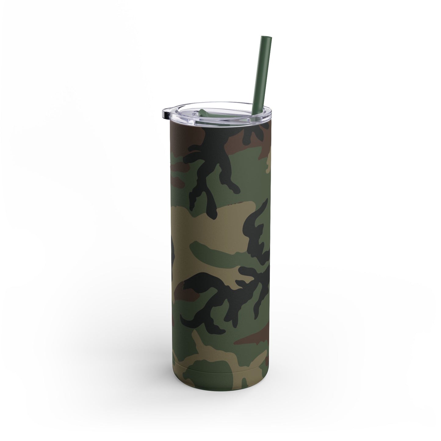 M81 Woodland Camo Skinny 20oz Tumbler with Straw.