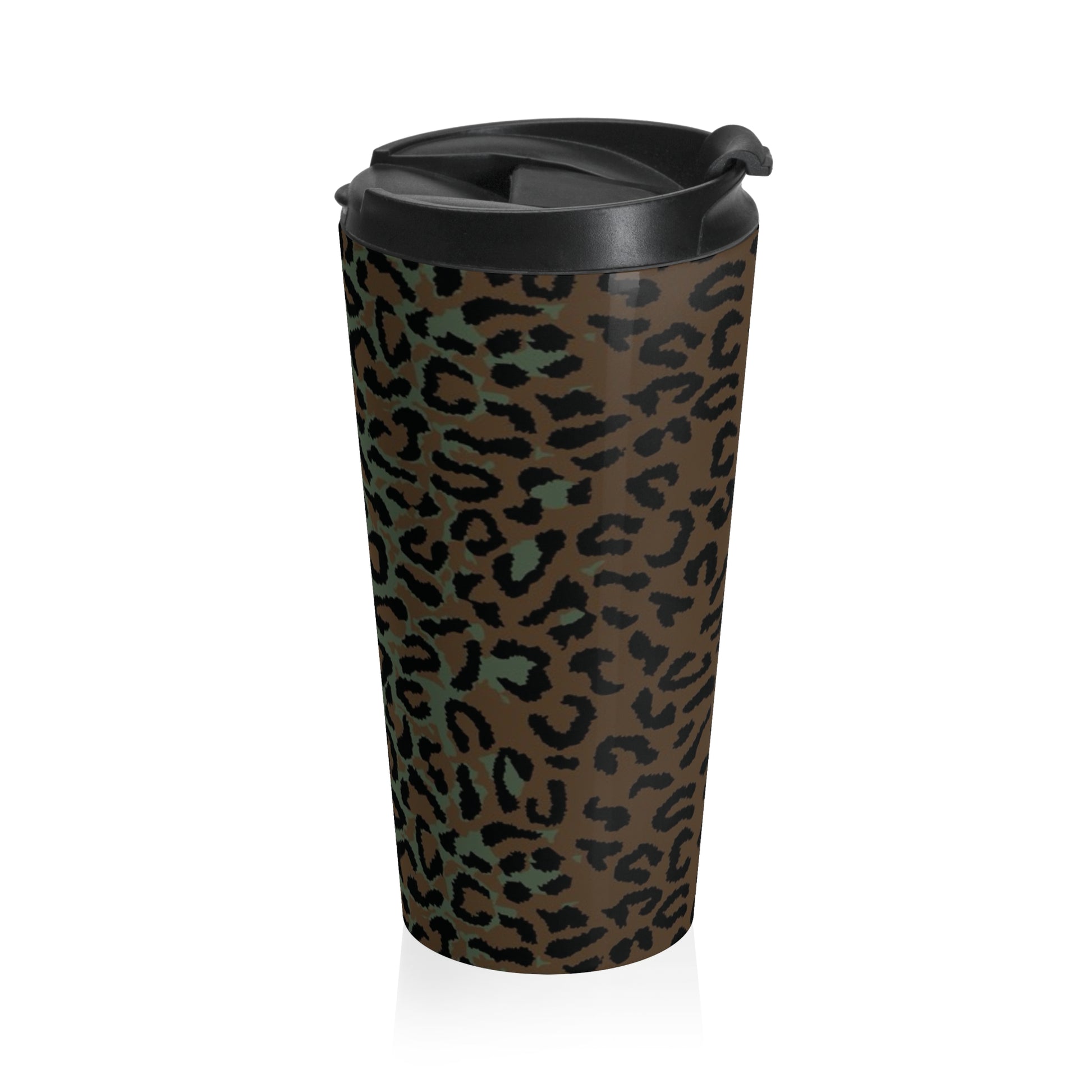 Leopard Spot Camo Stainless Steel Travel Mug.