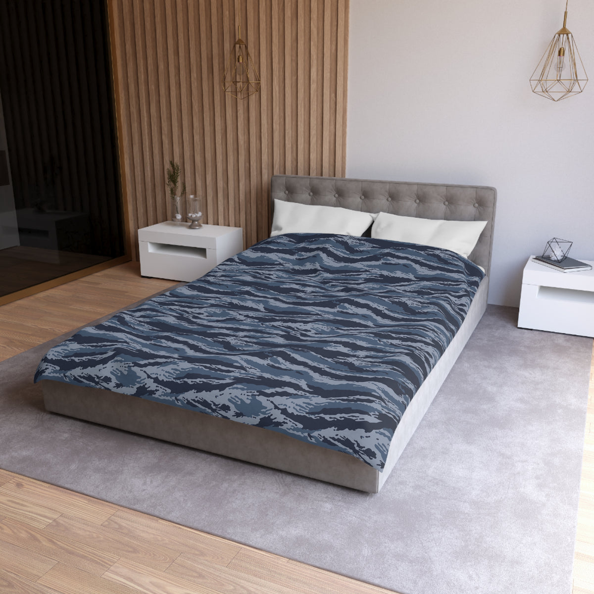 Kamysh Blue Camo Twin Bed Duvet Cover