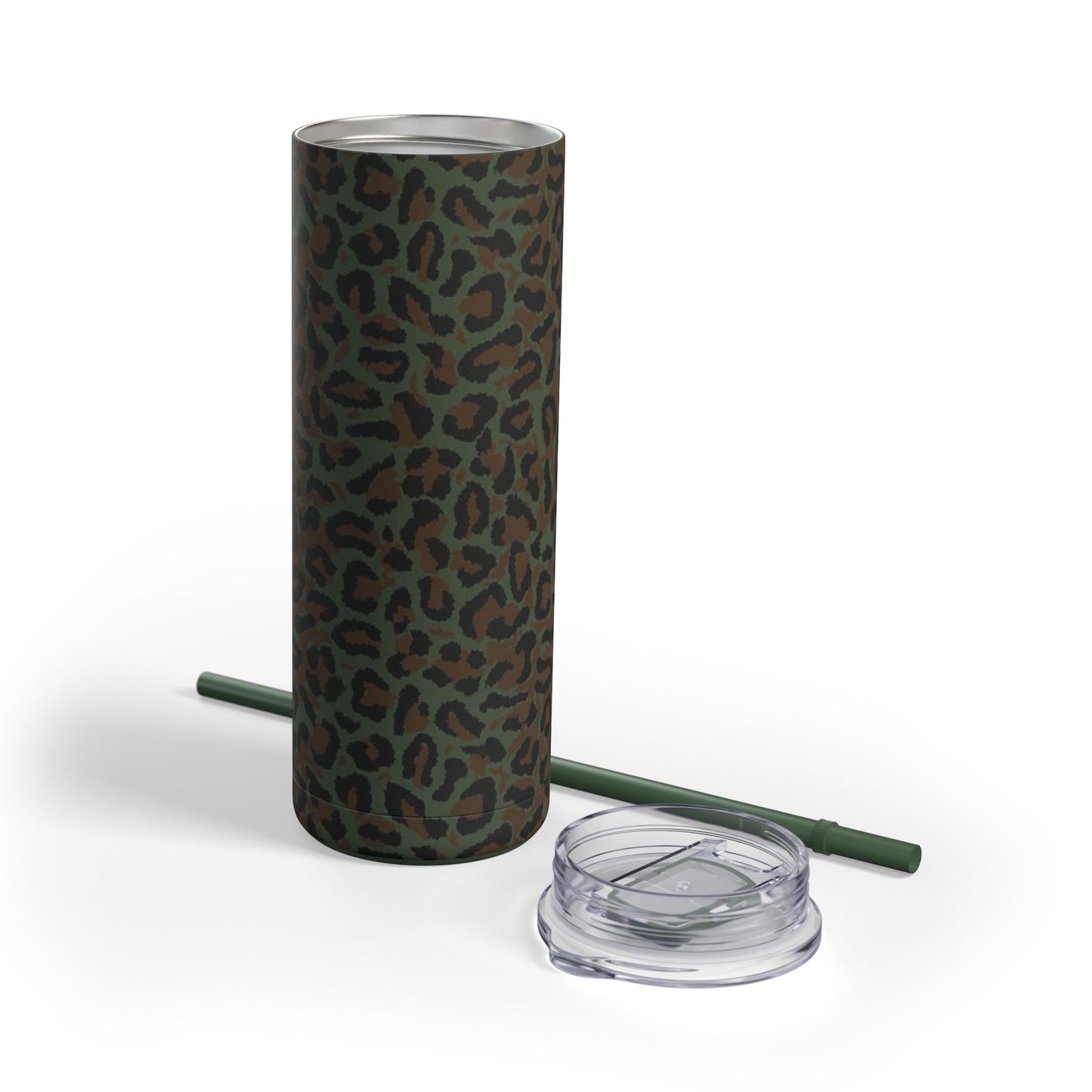 Leopard Spot Camo Skinny 20oz Tumbler with Straw.