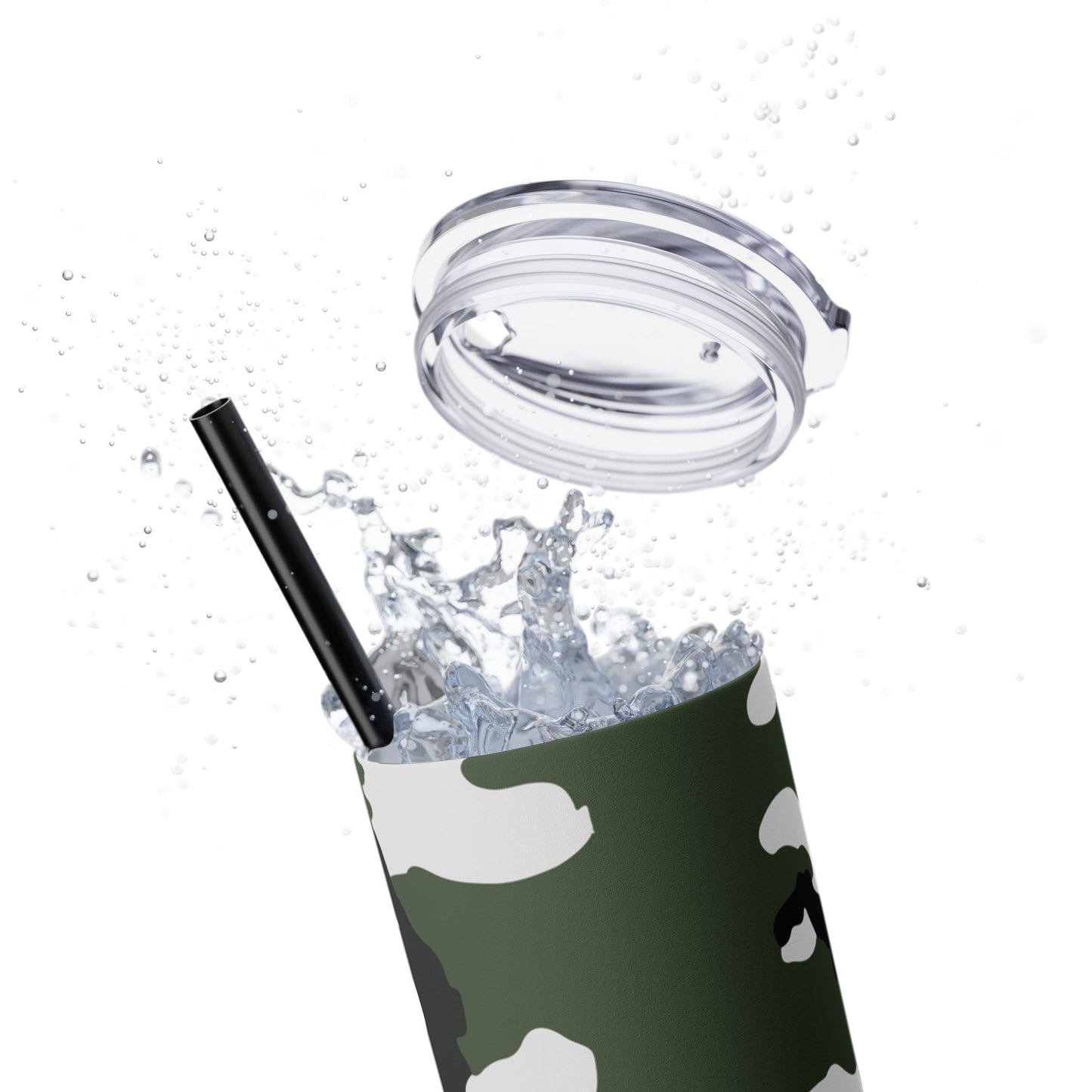 Three-Color Snow Camo 20oz Skinny Tumbler with Straw
