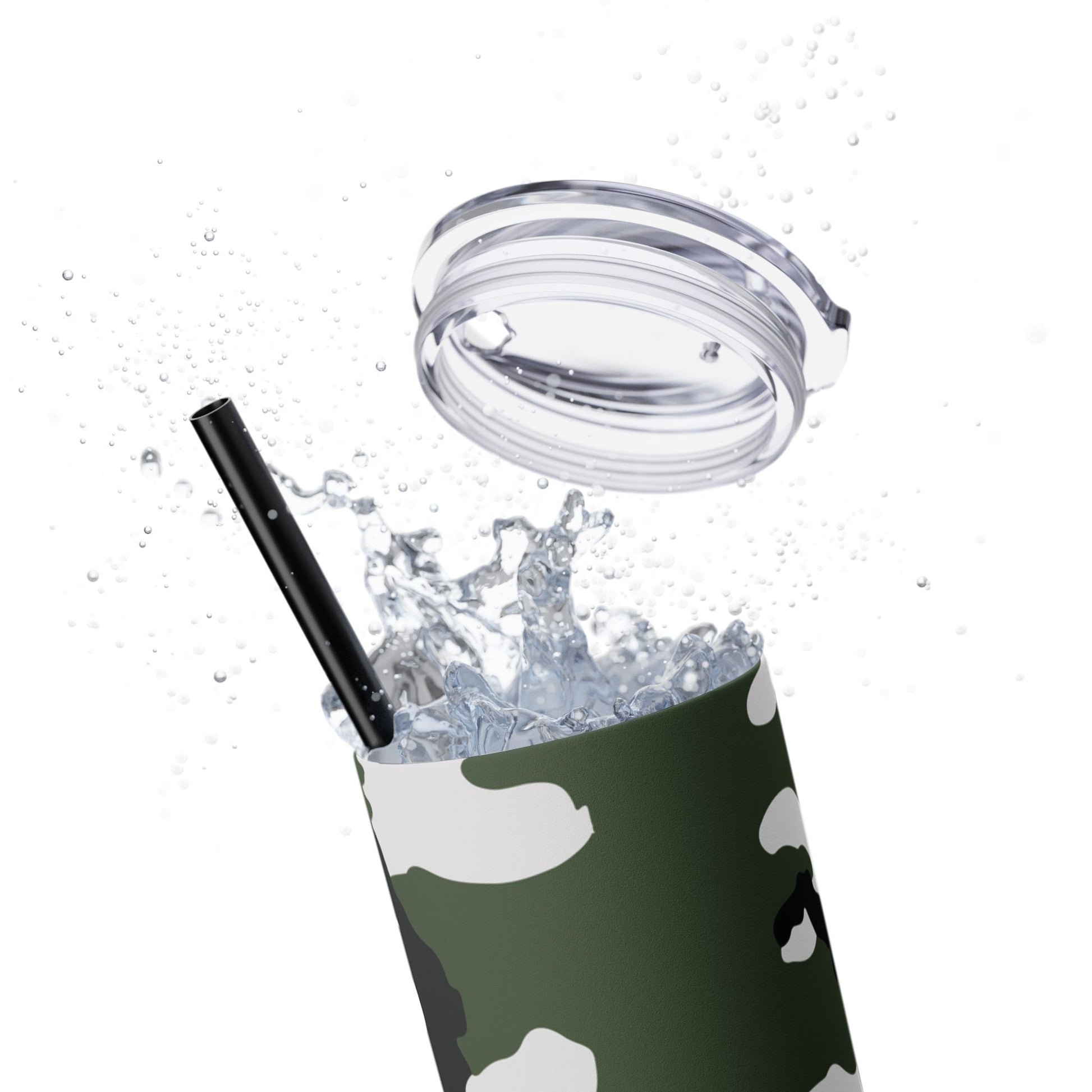 Three-Color Snow Camo 20oz Skinny Tumbler with Straw