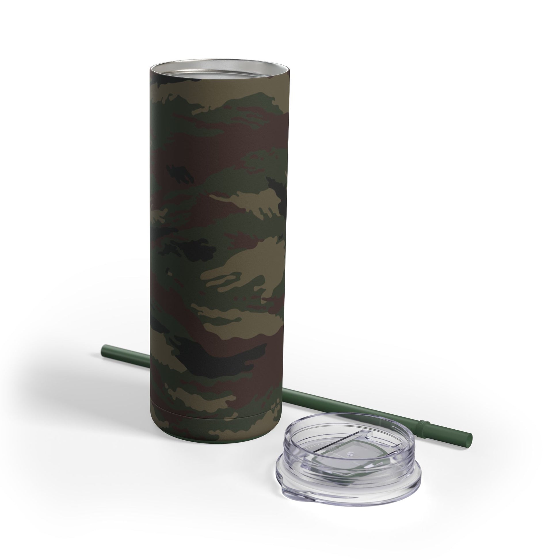 Kamysh Woodland Camo Skinny 20oz Tumbler with Straw.