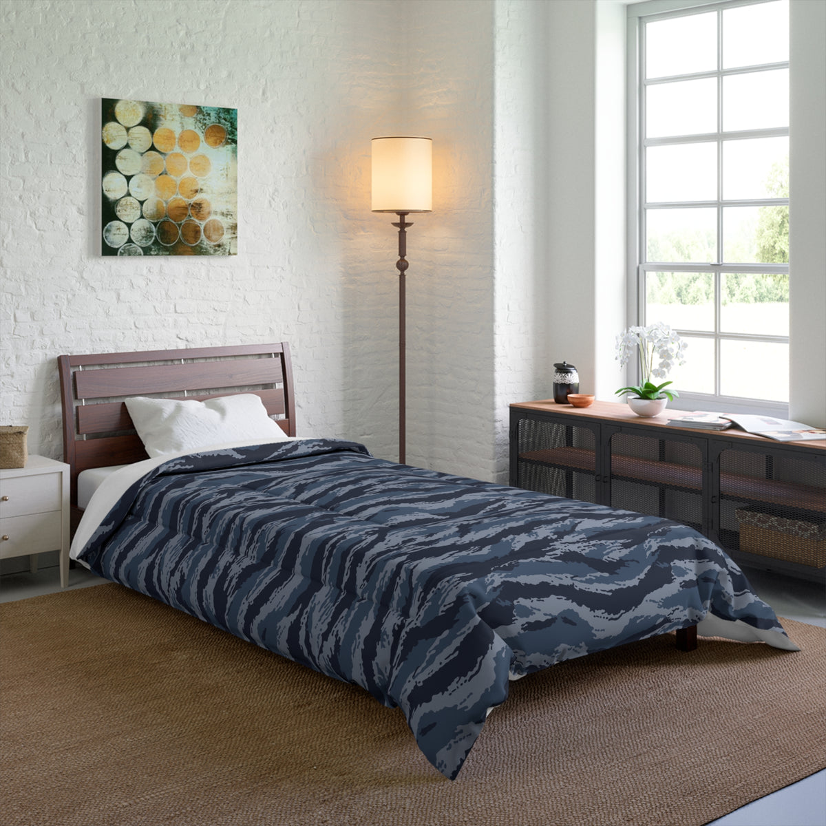 Kamysh Blue Camo Twin Bed Comforter