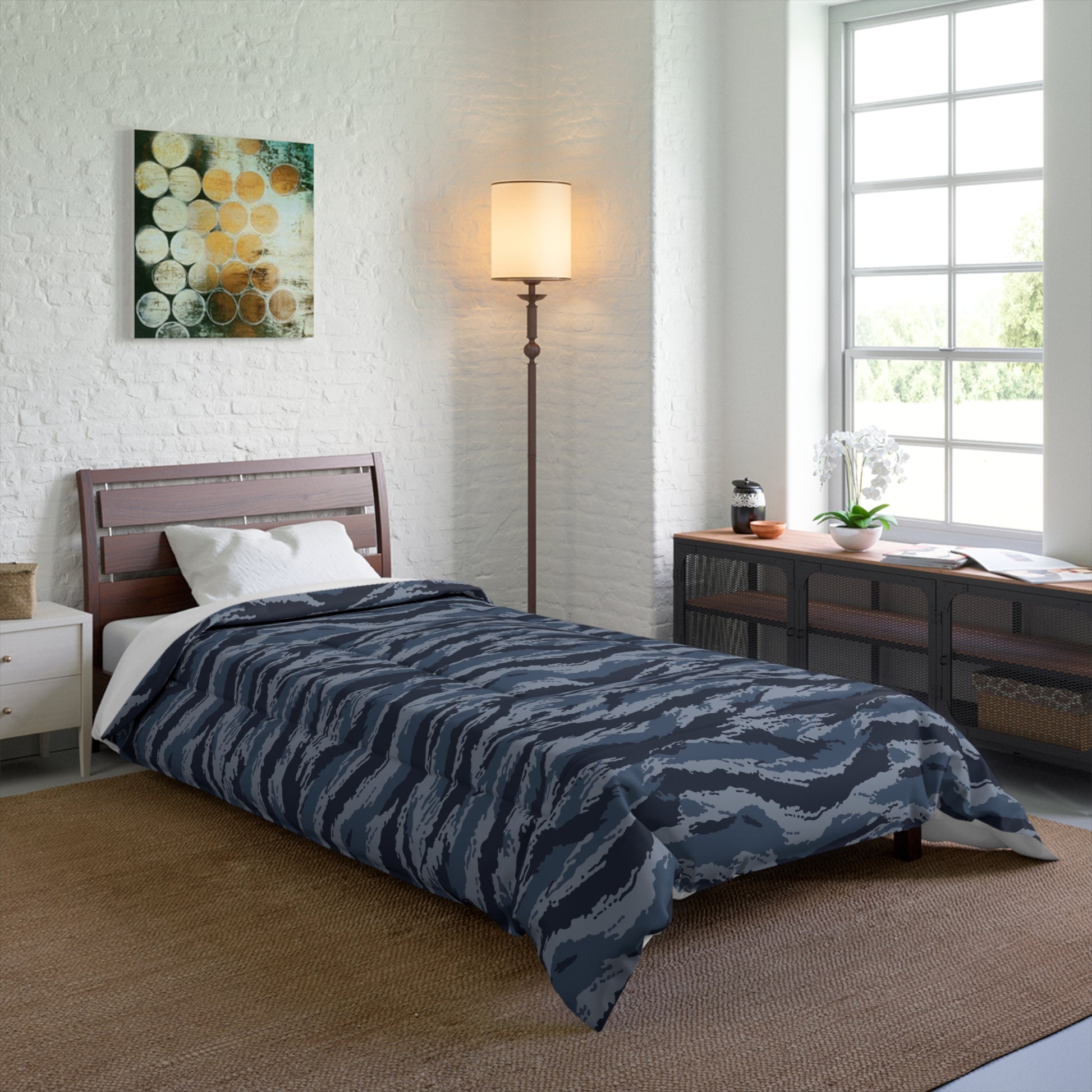 Kamysh Blue Camo Twin Bed Comforter