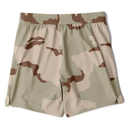 Three-Color Desert Camouflage Lined Shorts 7"