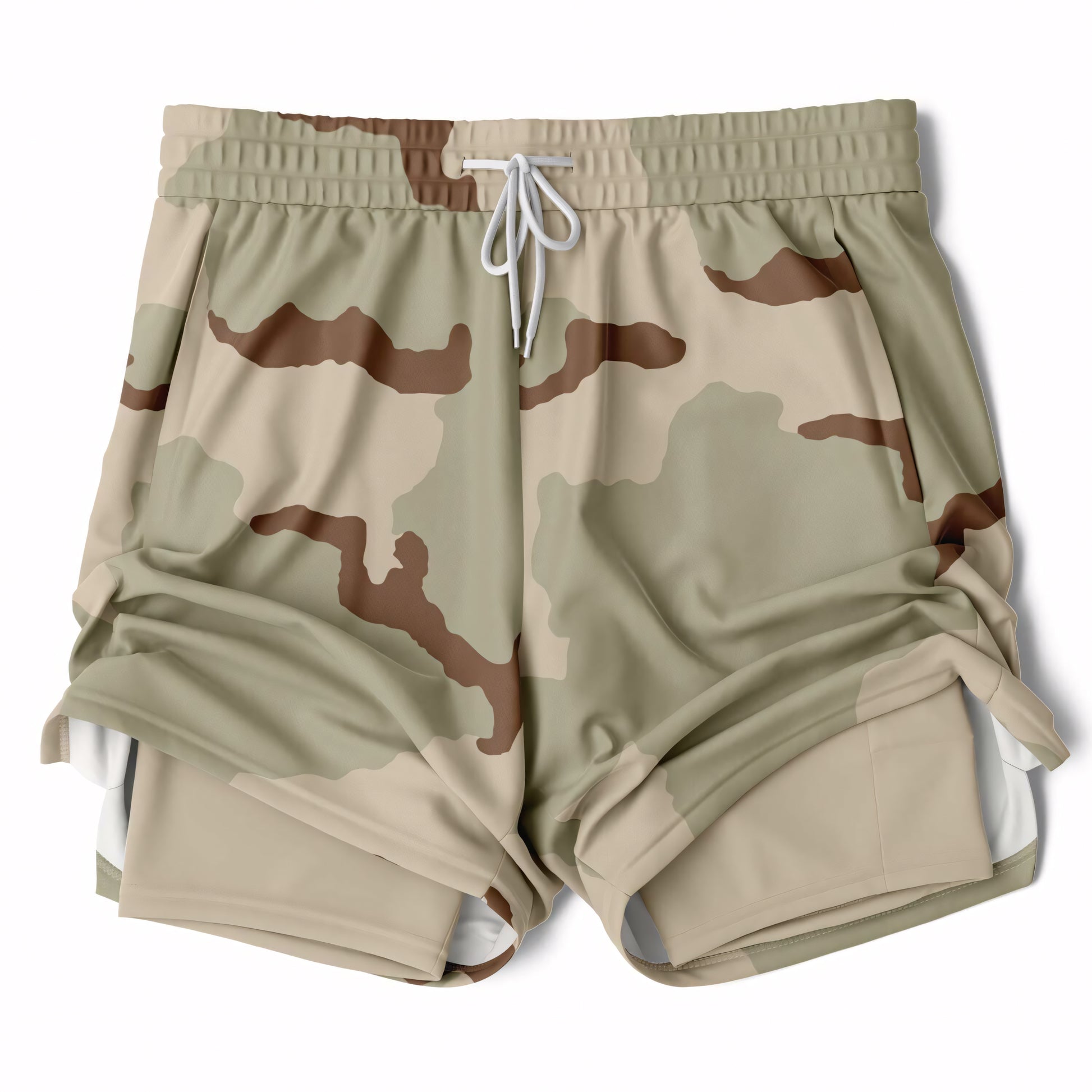 Three-Color Desert Camouflage Lined Shorts 7"