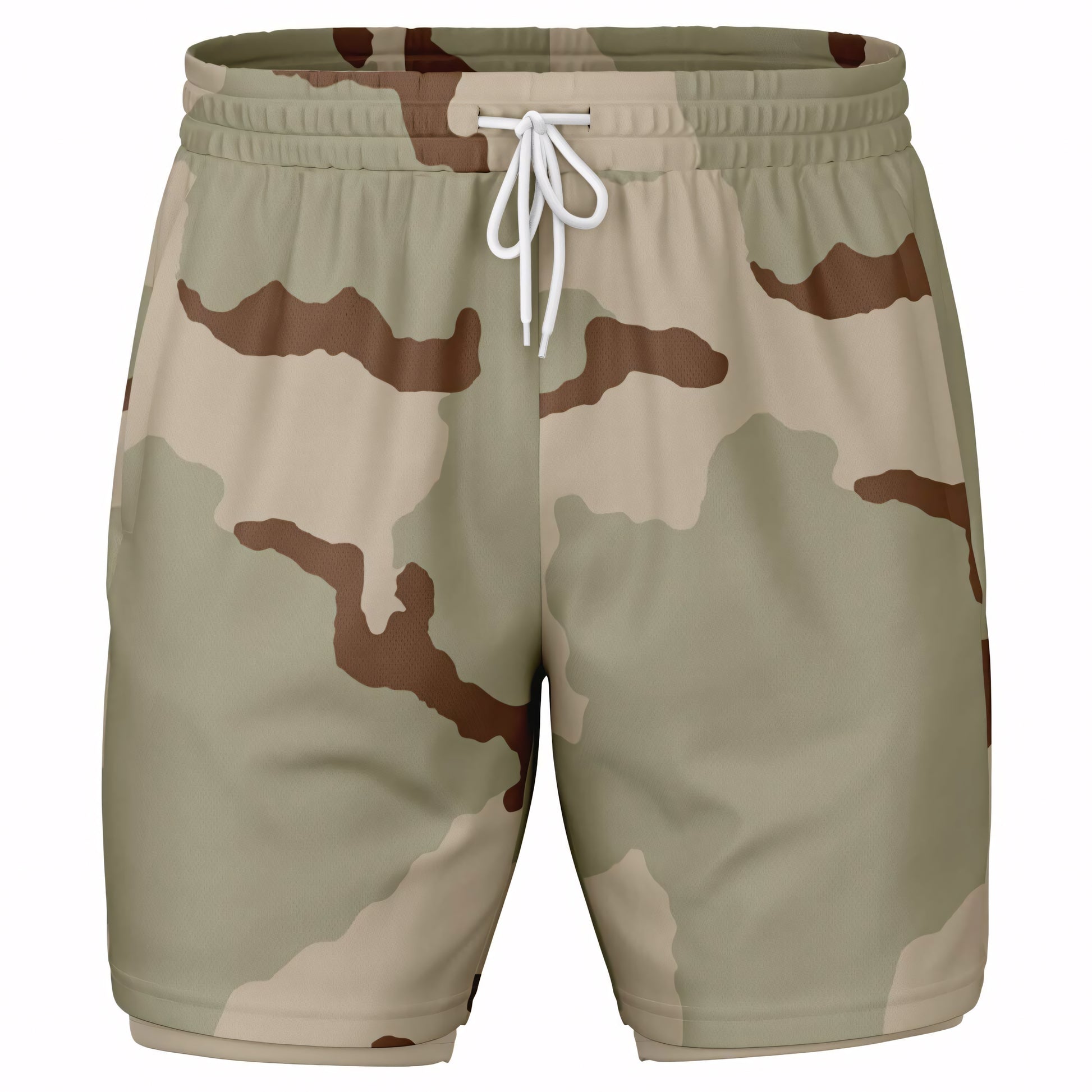 Three-Color Desert Camouflage Lined Shorts 7"