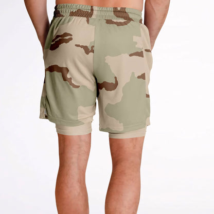 Three-Color Desert Camouflage Lined Shorts 7"