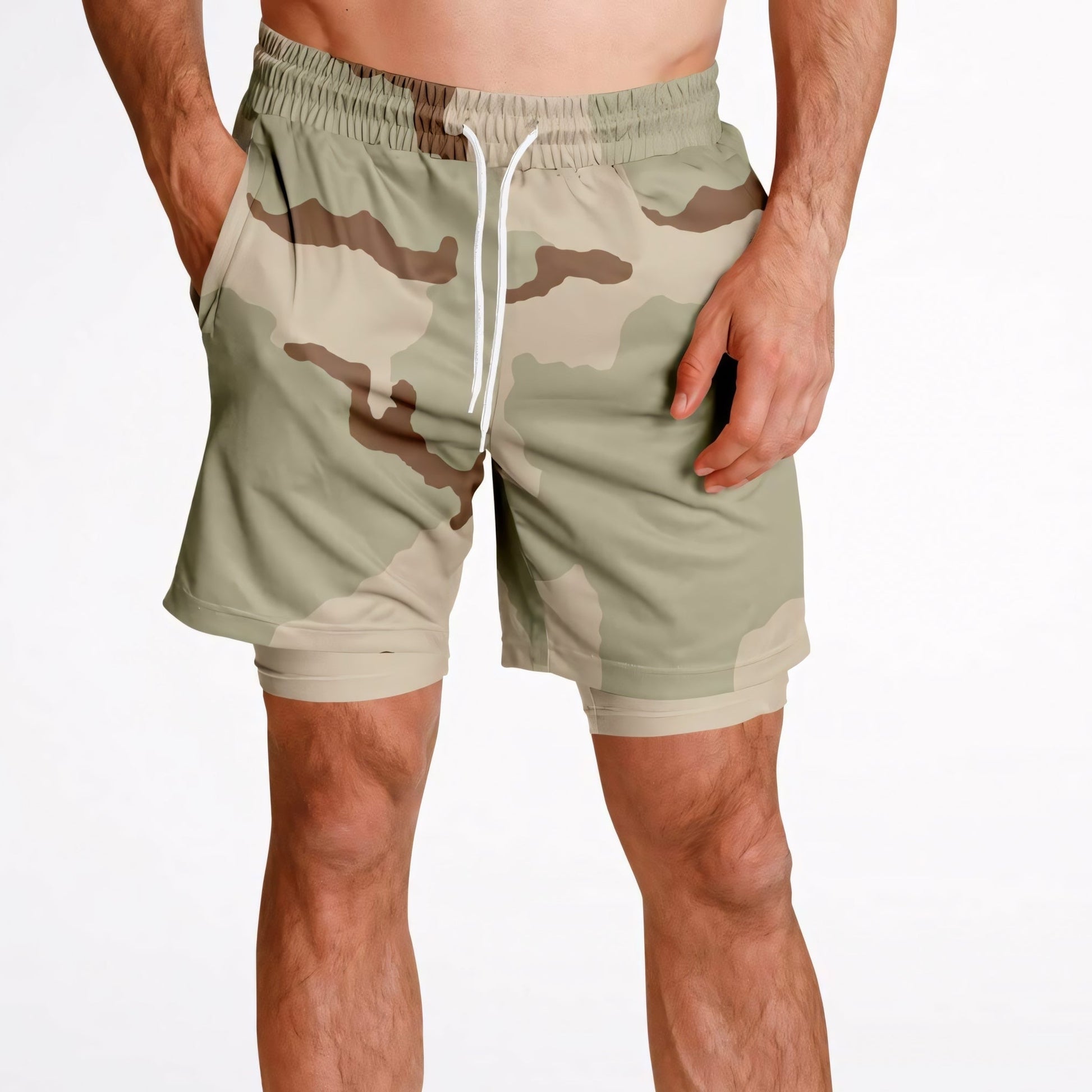 Three-Color Desert Camouflage Lined Shorts 7"