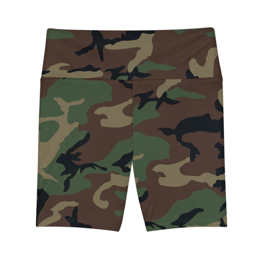 US M81 Woodland Camo High-Rise Bike Shorts