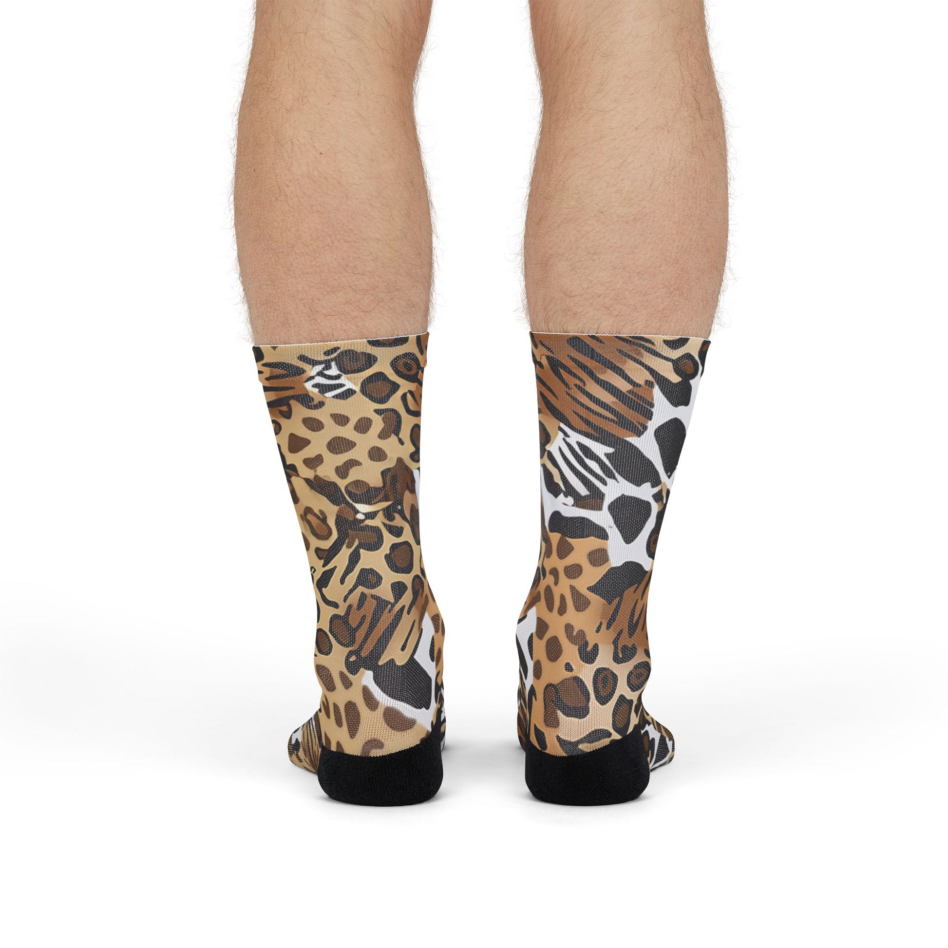 Animals Camouflage tactical socks inspired by MGS, featuring zebra, jaguar, tiger, and giraffe patterns for a stealthy look.