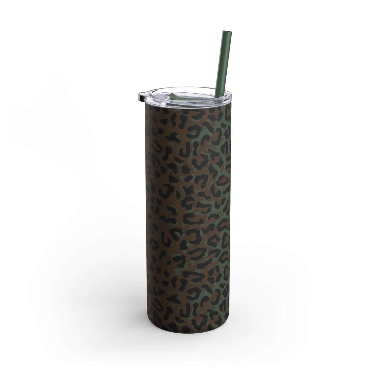 Leopard Spot Camo Skinny 20oz Tumbler with Straw.