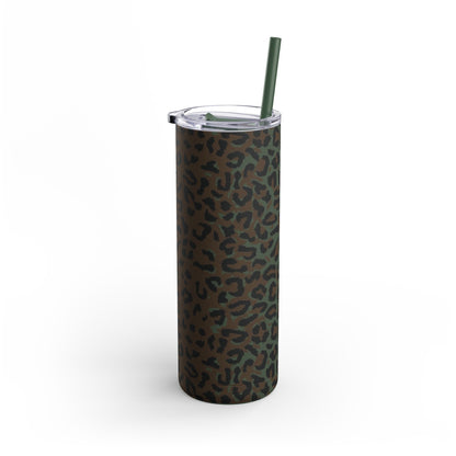 Leopard Spot Camo Skinny 20oz Tumbler with Straw.