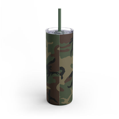 M81 Woodland Camo Skinny 20oz Tumbler with Straw.