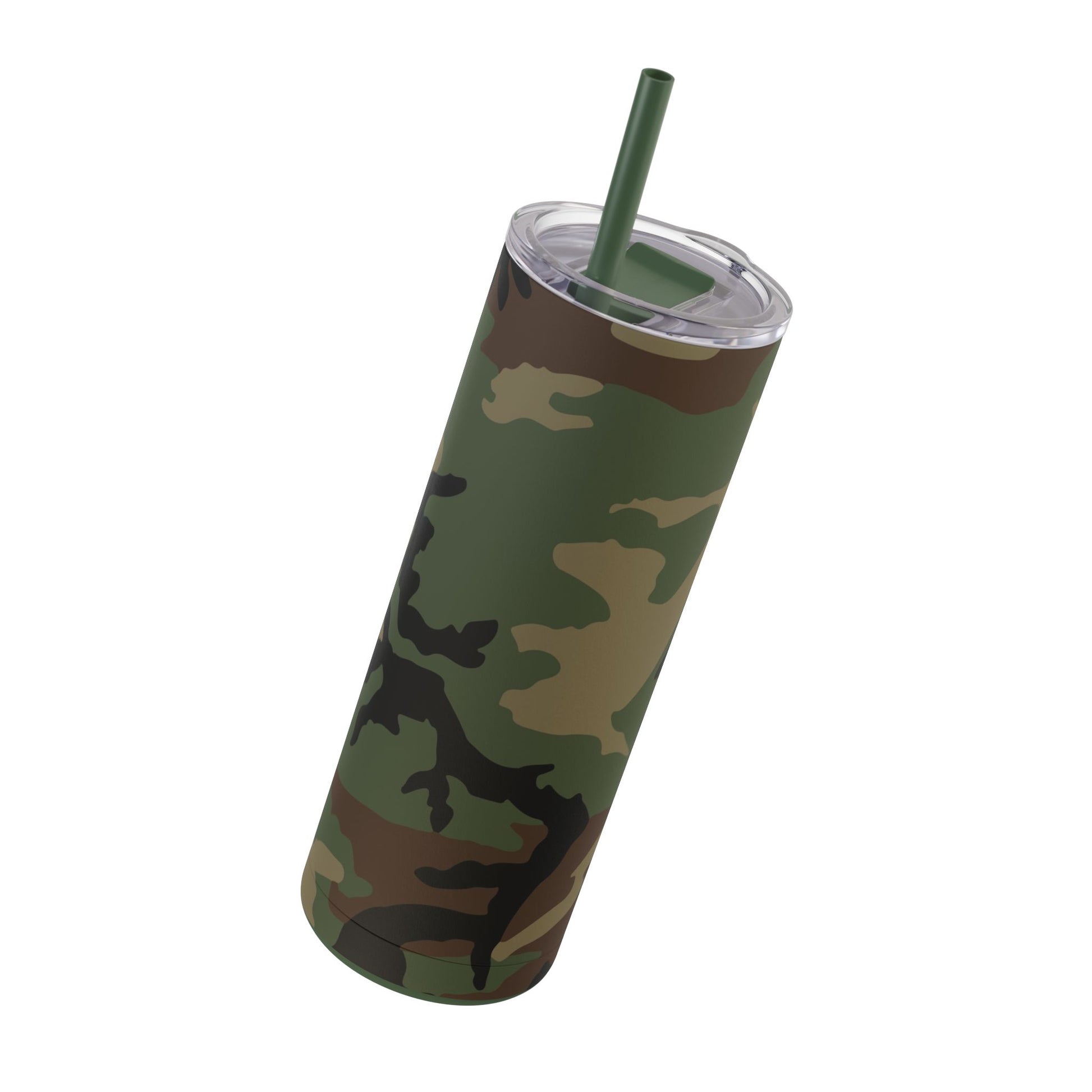 M81 Woodland Camo Skinny 20oz Tumbler with Straw.