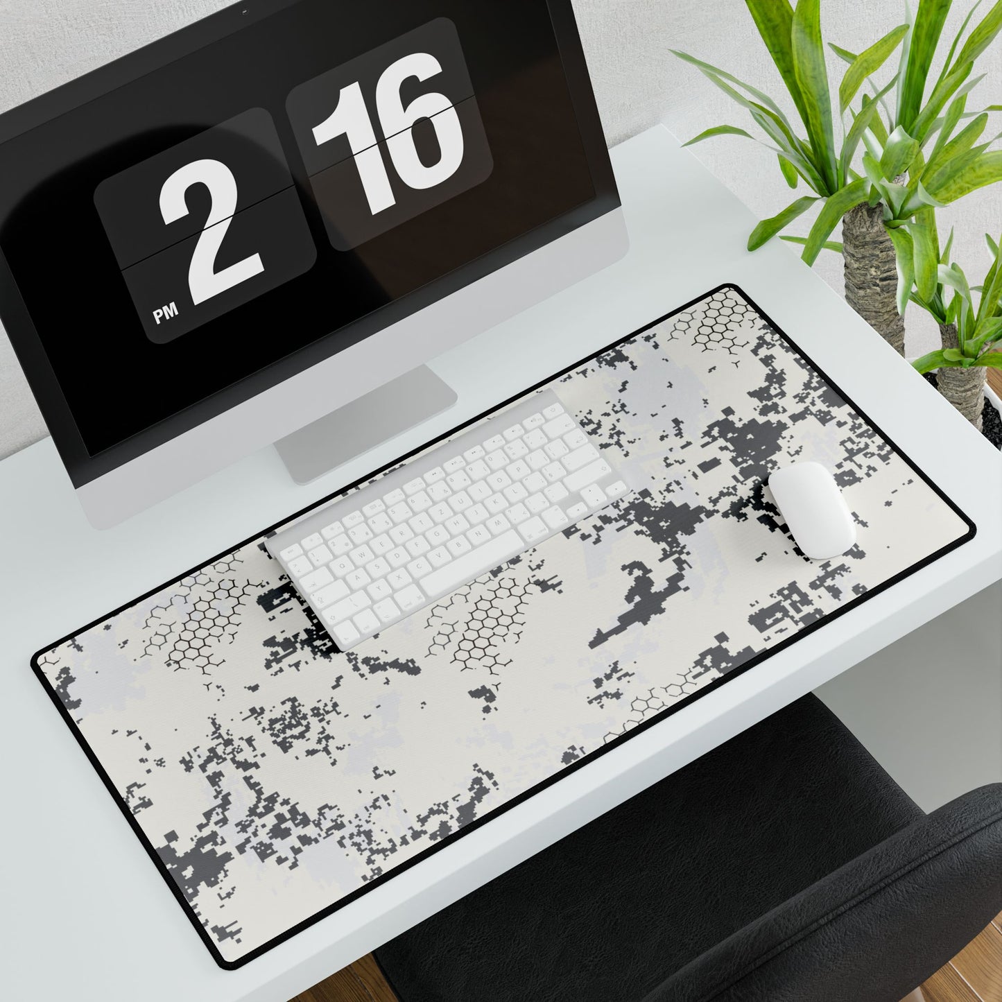BlindTech Snow Camo Desk Mat - Concealing Coloration