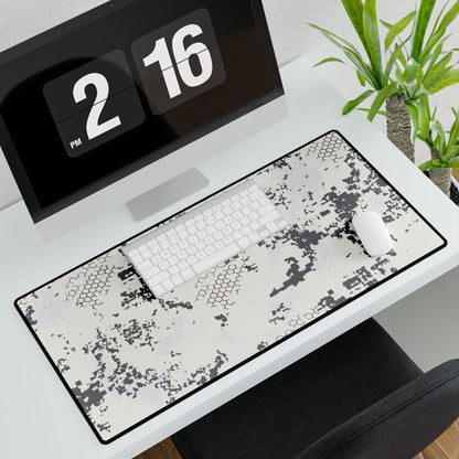 BlindTech Snow Camo Desk Mat - Concealing Coloration
