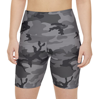 M81 Urban Woodland Camo High-Rise Bike Shorts (Gray-Dominant Variation)